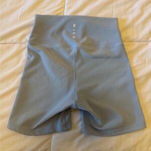 WILO the Label light blue Ribbed High Waist Athletic Workout Shorts Size Medium
